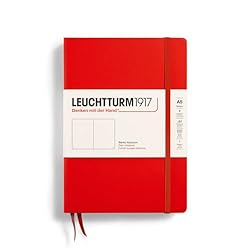 LEUCHTTURM1917 - Notebook Hardcover Medium A5-251 Numbered Pages for Writing and Journaling (Red, Plain)