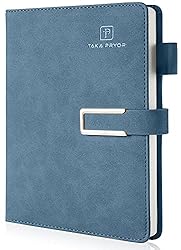 TAKA PRYOR Journal Notebook Lined, Hardcover Magnetic Closure, Personal Professional Notebooks, with Pen Loop，Medium 5.7 x 8.3 inches, 120 GSM Paper Gifts Blue Ruled