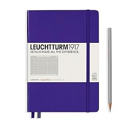 LEUCHTTURM1917 - Notebook Hardcover Medium A5-251 Numbered Pages for Writing and Journaling (Purple, Squared)