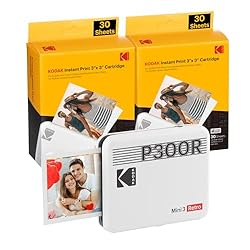 KODAK Mini 3 Retro 4PASS Portable Photo Printer (3x3 inches) + 68 Sheets Bundle, White