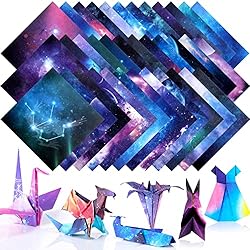 150 Sheets Double Sided Origami Paper Kit 6 x 6 Inch Beautiful Sky Scrapbook Paper Galaxy Outer Space Star Pattern Paper Easy Folding for Arts Crafts School Kids Teachers, 36 Designs (Vivid Style)