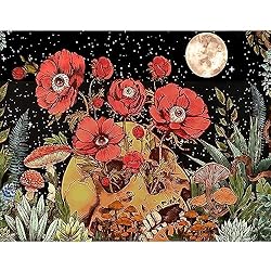 LWZAYS DIY Oil Painting by Number for Adults Beginner, Painting by Numbers Kits for Adults Kids Moon Mushroom, Paint Kits Canvas Gifts Arts Crafts for Home Decor Flower Skeleton16x20 Inch